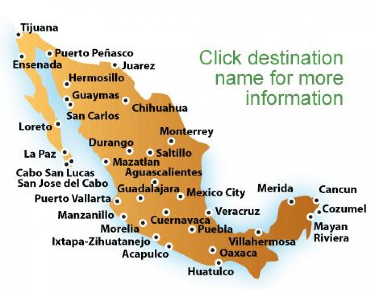 карта пляжей в Мексике