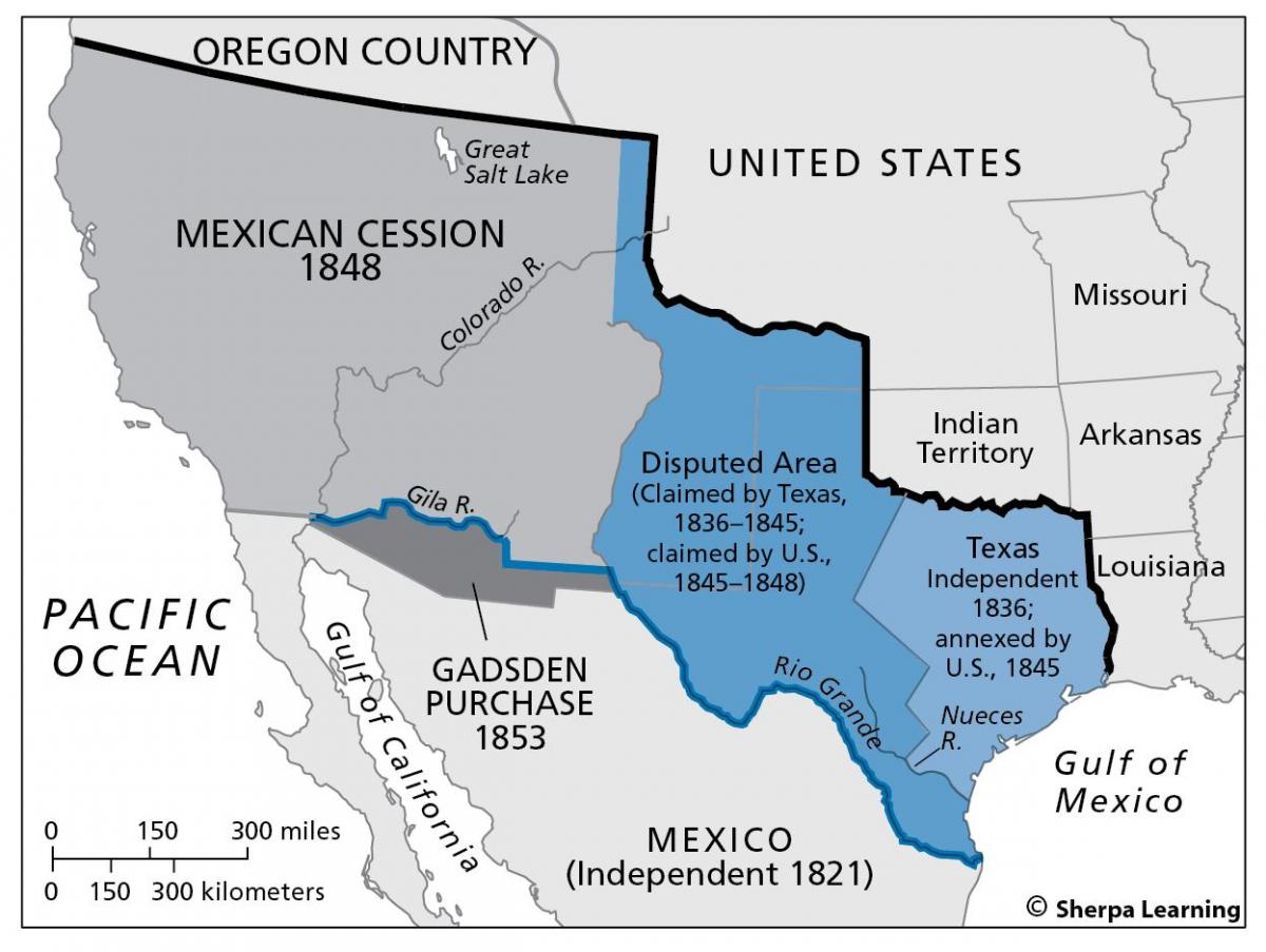 карта Мексики цессии