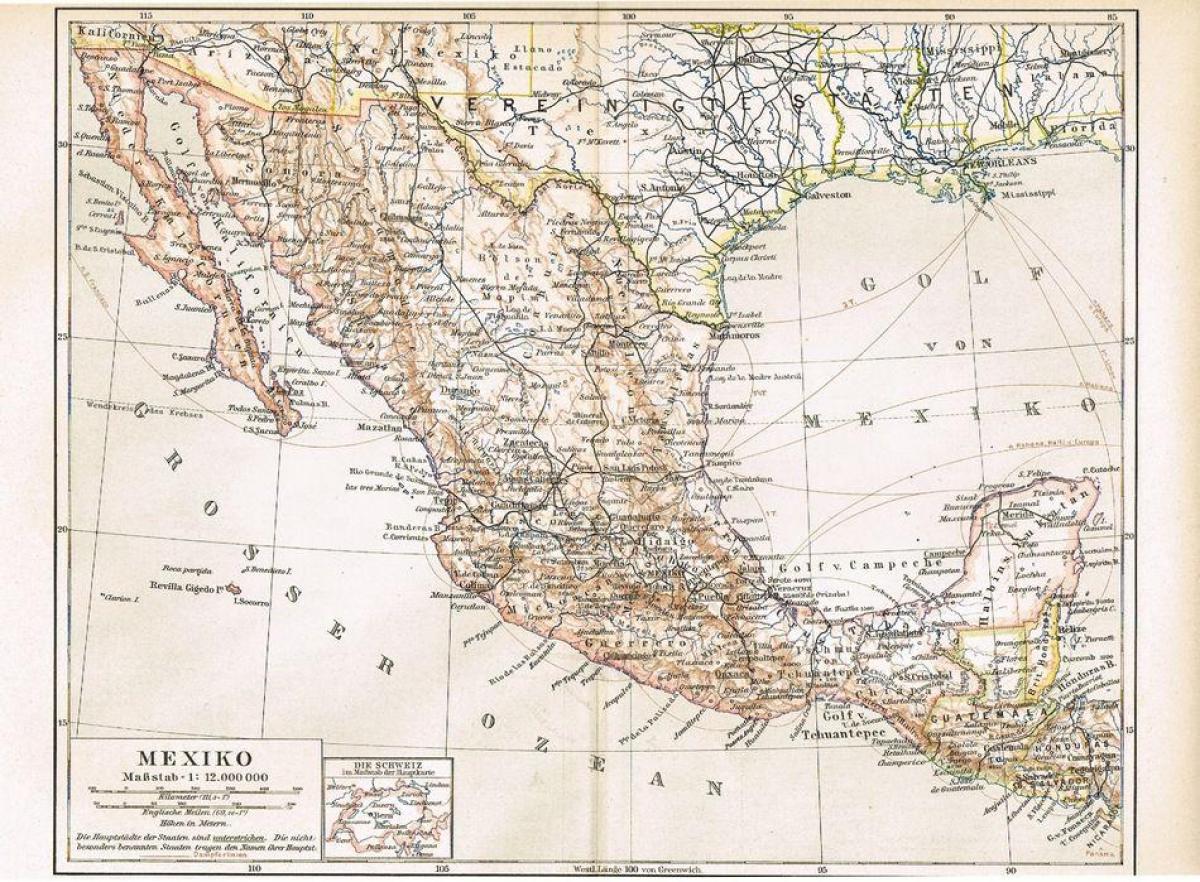 Мексика старой карте