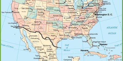 Карта США с Мексикой