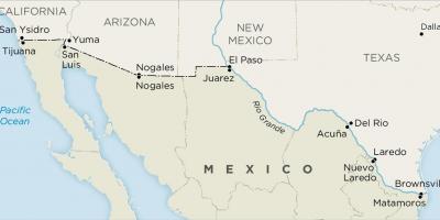 США и Мексика границы карты
